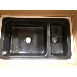 Luxury Signature Hardware 33" Ivy 70/30 Offset Double Bowl Polished Granite Sink